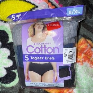 HANES Breathable Cotton Tagless Briefs Panties 5-Pack SZ 8 XL (14/16) NEW
